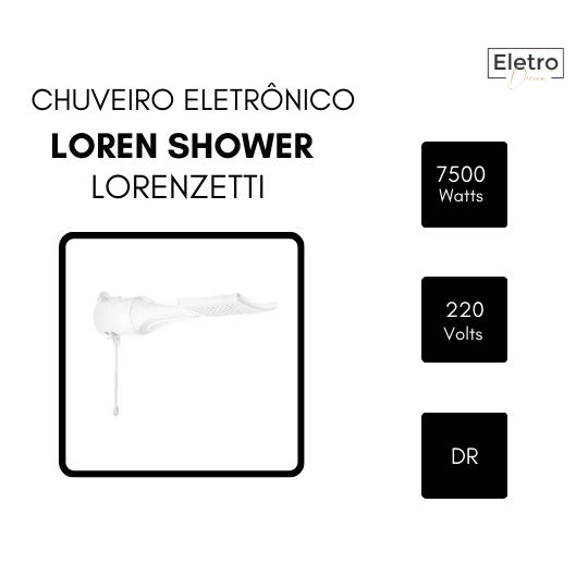 Chuveiro Loren Shower Ultra 7500W 220V Eletrônico Branco Lorenzetti