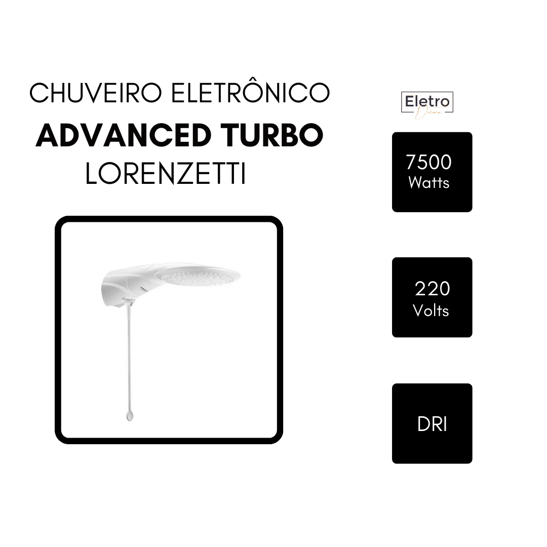 Ducha Advanced Eletrônica Turbo Branca 7500W 220V Lorenzetti