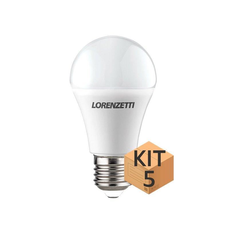 Kit 5 Lâmpadas Bulbo LED Lorenzetti 15W Bivolt E27 Branca (6500K)